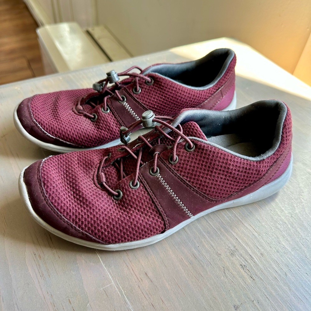 Clarks Burgundy Slip On Athletic Shoes